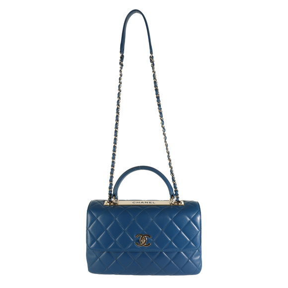 Chanel Navy Quilted Lambskin Medium Trendy Top Handle Bag - Picture 6 of 13